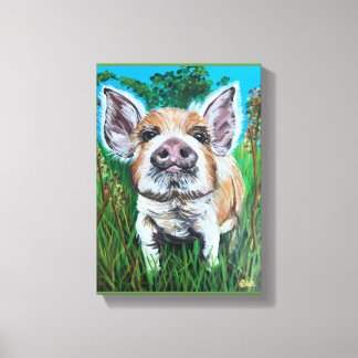 Toile Art 8x10 toile enveloppée "Happy Piglet"