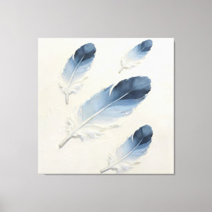 Toile Art à l'huile de plume bleue texturée impasto mode