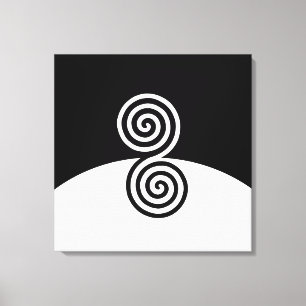 Toile Art Abstrait avec cercles spiraux en noir et blanc