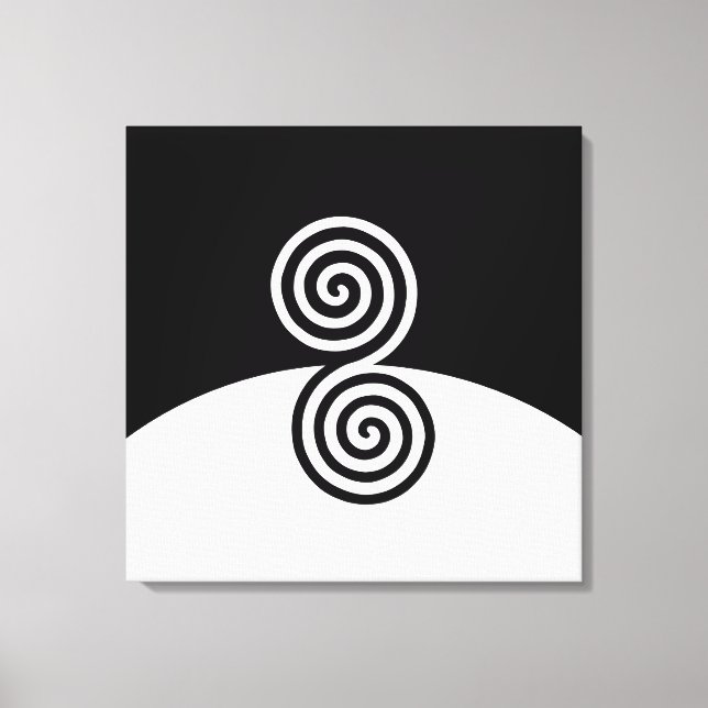 Toile Art Abstrait avec cercles spiraux en noir et blanc (Recto)