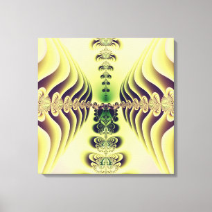 Toile Art abstrait de symétrie fractale vert citron