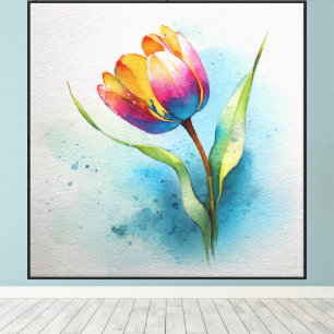 Toile Art abstrait de tulipes aquarelles chuchotements