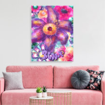 Art abstrait floral fantaisiste sarcelle personnal