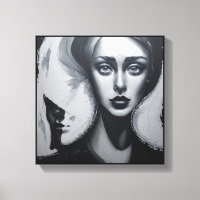 Art abstrait moderne fille avec deuxième visage