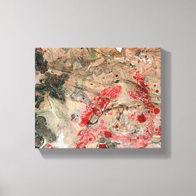 Toile Art Abstrait moderne rouge jaune vert Brown noir (Recto)