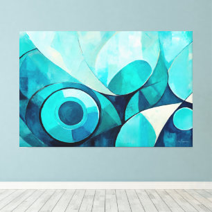 Toile Art abstrait peint en bleu 02