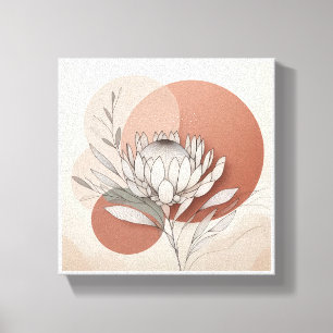 Toile Art botanique minimaliste de protéa - Ligne élégan