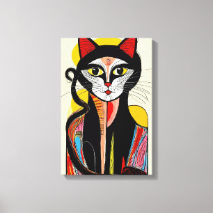 Toile Art Chat Abstrait moderne pour espaces élégants