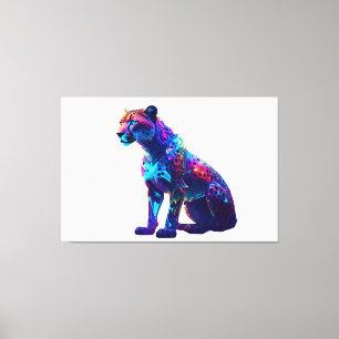 Toile Art Cheetah de Neon coloré - Chat sauvage brillant