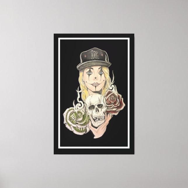 Toile Art Chicano Art Black Canvas Art Print (Recto)