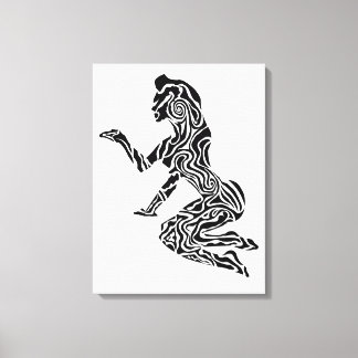 Toile Art de cheval cabré abstrait | Moderne noir et bla