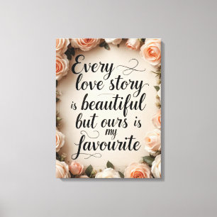 Toile Art de citation de l'histoire d'amour floral roman
