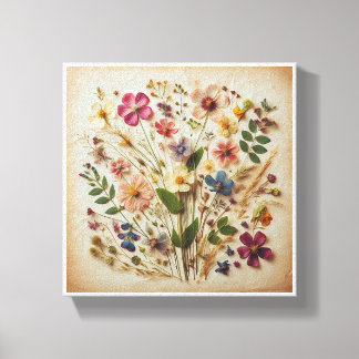 Toile Art de fleurs des champs pressées vintage - Botani