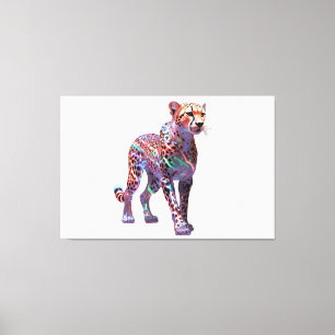 Toile Art de guépard en verre néon – Ani de vitesse d'én