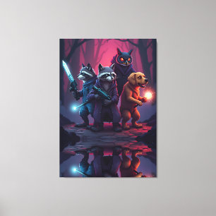 Toile Art de guerrier animal de la forêt mystique