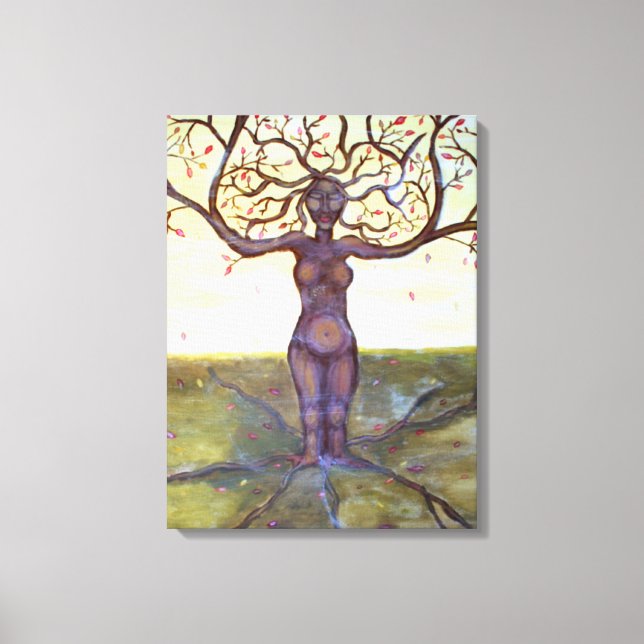 Toile Art de la déesse des arbres "enraciné" (Recto)