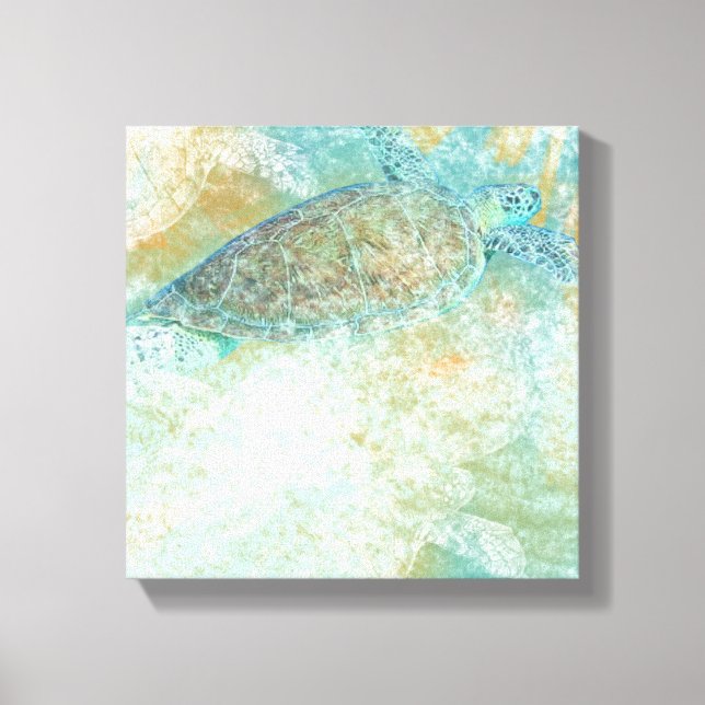 Toile Art de la tortue de mer Art côtier peint (Recto)