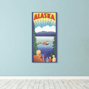 Toile Art de l'affiche de voyage vintage en Alaska, Pays