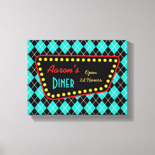 Toile Art de panneau de diner personnalisé rétro
