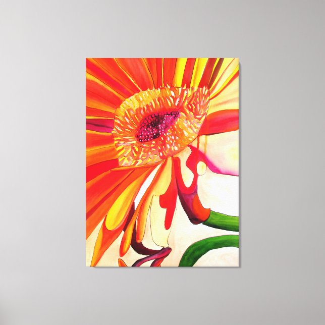 Toile Art de peinture à l'aquarelle de fleurs de Gerbera (Recto)