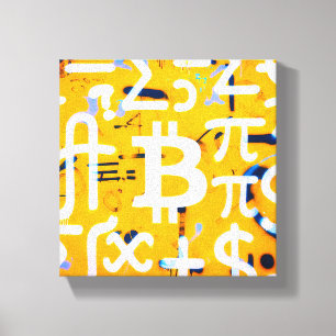 Toile Art de rue Bitcoin (Peinture orange n° 4)