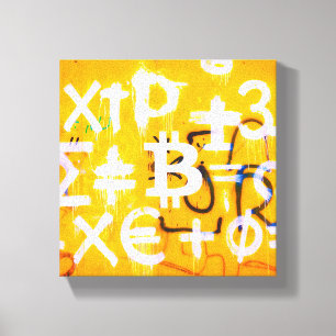 Toile Art de rue Bitcoin (Peinture orange n° 5)