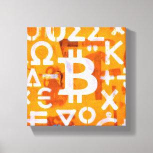 Toile Art de rue Bitcoin (Peinture orange n° 6)