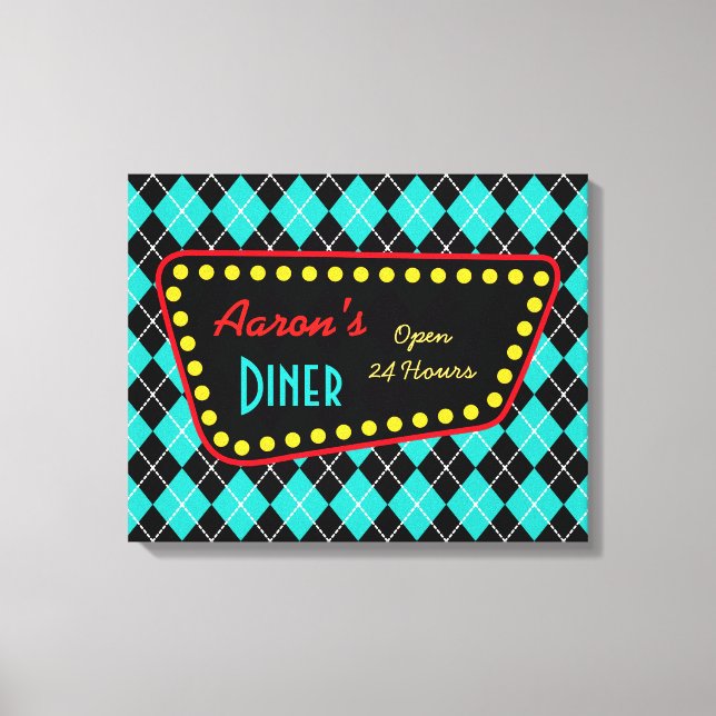 Toile Art des signes Retro Custom Diner (Recto)