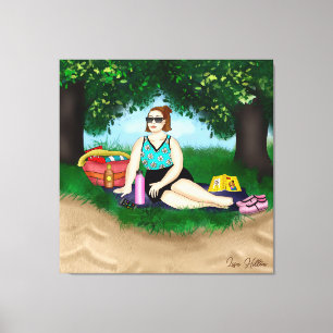 Toile Art dessiné à la main Femme Se détendre à la pla