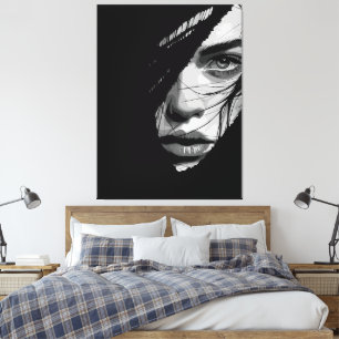 Toile Art du portrait mystérieux monochrome