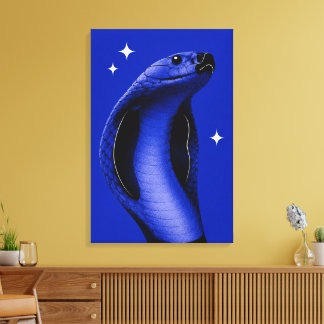 Toile Art éditorial monochrome bleu cobra élégant