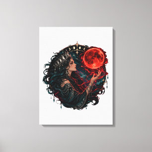 Toile Art fantastique de sorcière gothique et de lune de