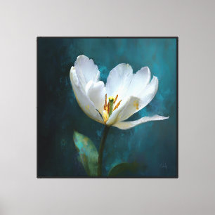Toile Art floral abstrait Tulipe blanche Sérénité