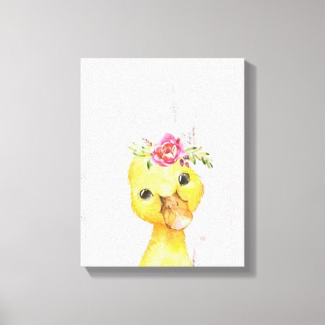 Toile Art floral aquarelle Canard Style Ferme (Recto)