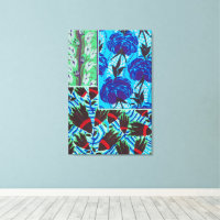 Art floral bleu et vert maximaliste vibrant