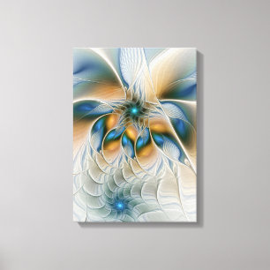 Toile Art fractal abstrait et aérien avec du bleu