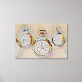 Toile art glitch sur un ensemble d'horloges anciennes i