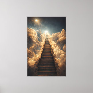 Toile Art IA - Escalier au Ciel : A travers la tempête