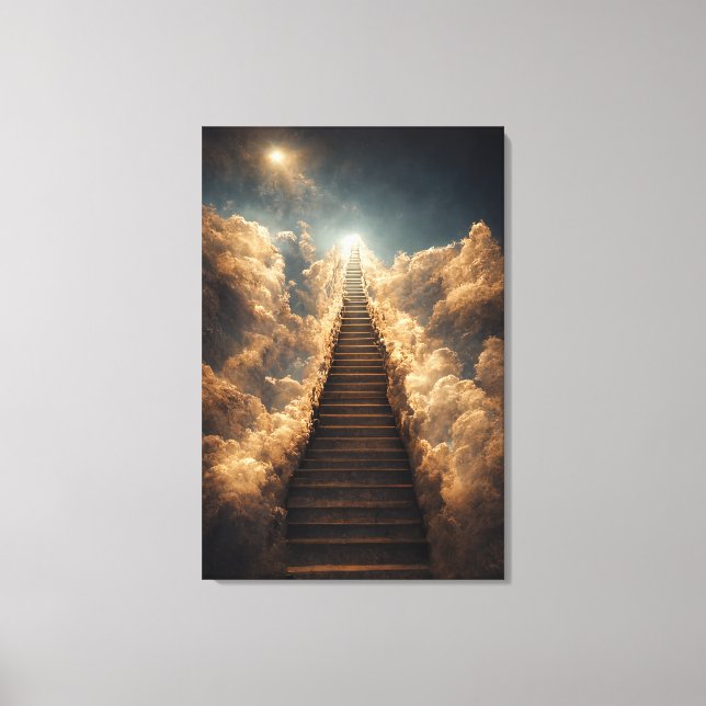 Toile Art IA - Escalier au Ciel : A travers la tempête p (Recto)