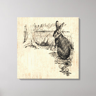 Toile Art lapin vintage illustré