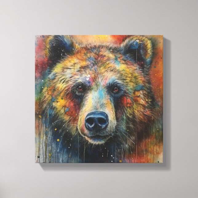 Toile Art moderne coloré Grizzly Oear (Recto)