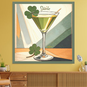 Toile Art Moderne du Milieu du Siècle Shamrock Martini S