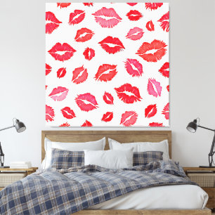 Toile Art Motif à lèvres rouge et rose