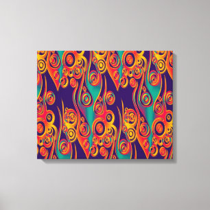 Toile Art Motif tatouage - flammes & cercles
