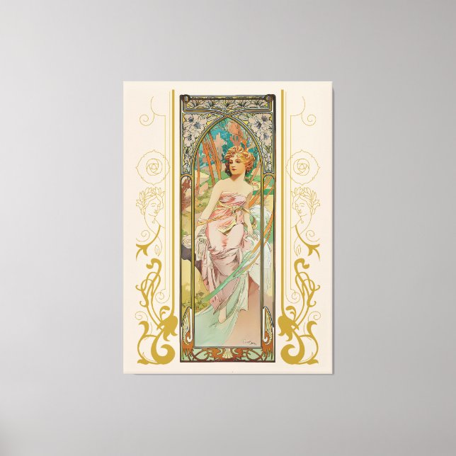 Toile Art Nouveau Alphonse Mucha - Réveil matinal (Recto)