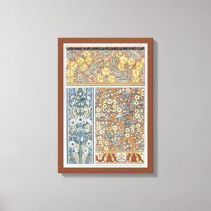 Toile Art Nouveau floral vintage, fleurs de sagittaire