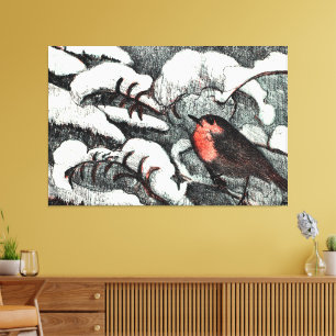 Toile Art nouveau néerlandais Robin Bird en hiver
