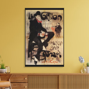 Toile Art Nouveau vintage Le Grillon, Bière Boire Homme