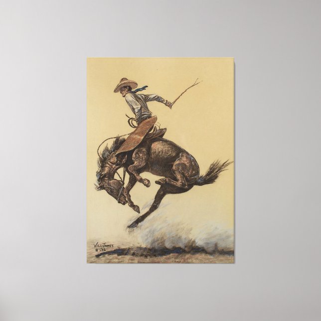 Toile Art occidental "Bucking Horse" par Will James (Recto)