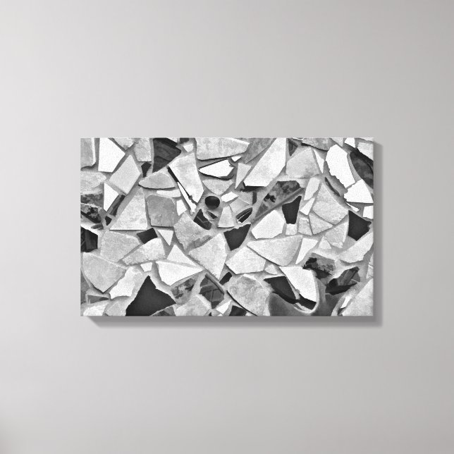 Toile Art Photo Terrazzo Noir, Blanc Et Gris (Recto)